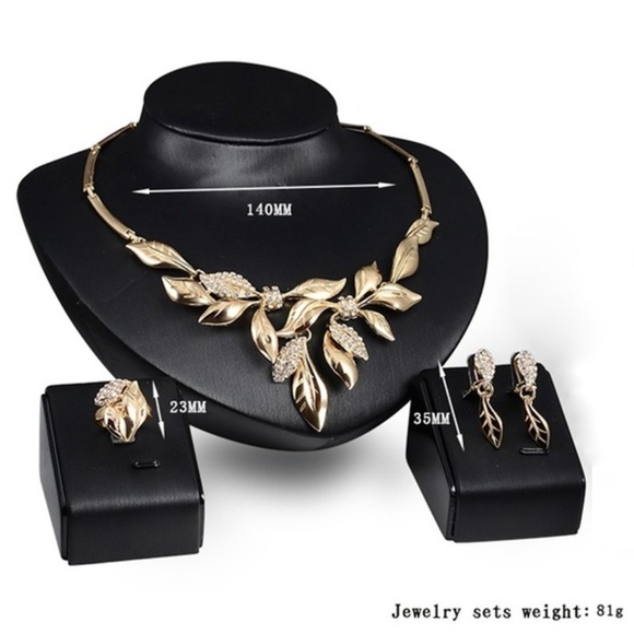 Austrian Crystal Leaf Necklace, Earring & Set - Picture 4 of 6